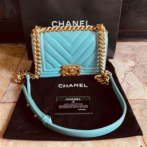 chanel boy bag blue gold hardware|boy Chanel bag price.